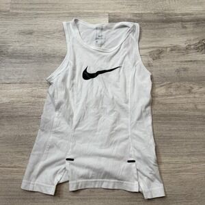 Nike Dri-FIT Kids Girls White Sleeveless Tank Top‎ Athletic Running Shirt XS
